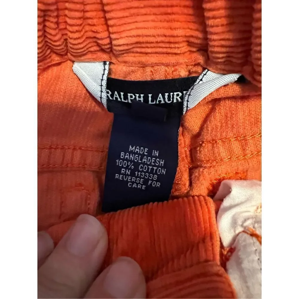 Ralph Lauren Childs Orange Cord Pants Size 6